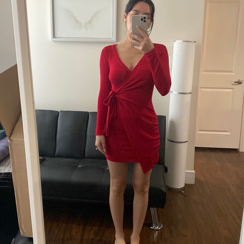 Red sweater dress